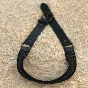 Leather-like belt with brushed gold studs